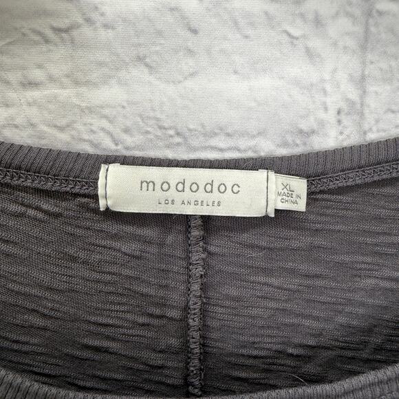 Mod-o-doc Womens Long Sleeve Shirt Charcoal Gray Size XL Casual Crewneck - Picture 2 of 4